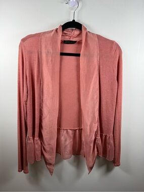 GABRIELLA MADE IN ITALY | Open Front Ruffle Hem Cardigan Size M?